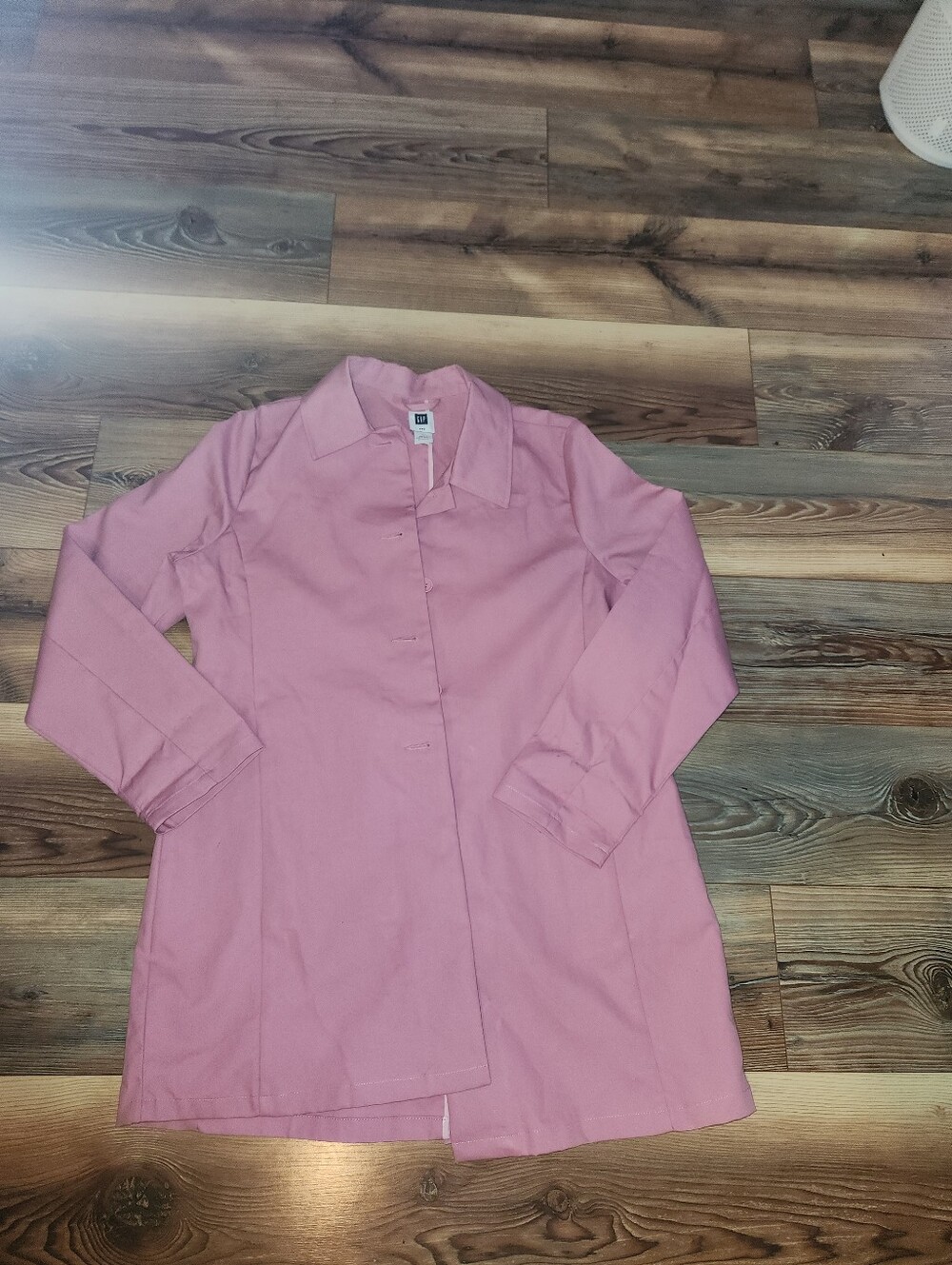 Gap Y2K Light Pink Button-Front Trench Coat Size XL